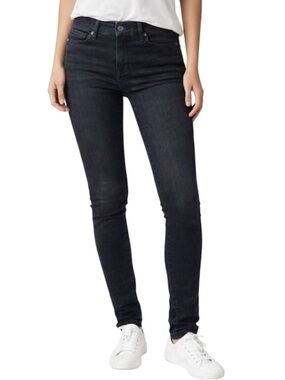 7 For Mankind Roxanne Black Faded Stretch Embezzled Pocket Ankle Jeans Size 26
